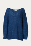 J.NNA OPEN-KNIT V-NECK JUMPER IN TEAL