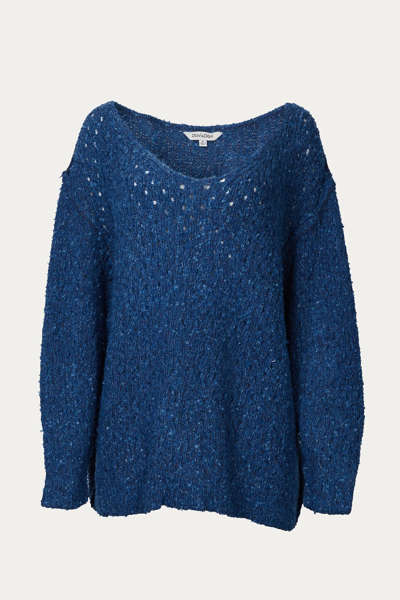 J.nna Open-knit V-neck Jumper In Teal In Blue