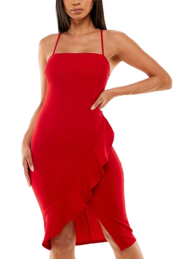 Crystal Doll Juniors Womens Strappy High-low Midi Dress In Red