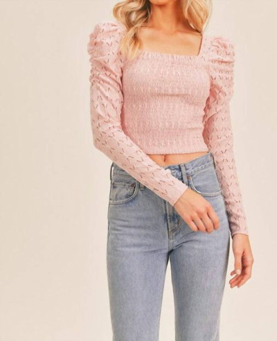 Lush Mimi Puff Sleeve Top In Rose Pink