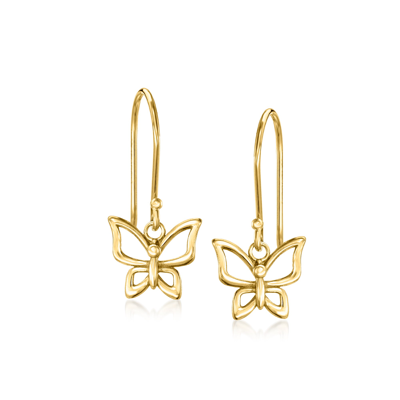 Rs Pure By Ross-simons 14kt Yellow Gold Butterfly Drop Earrings
