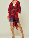 ANDREE BY UNIT BUFFALO PLAID WRAP IN RED