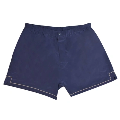 Nero Perla Men's Silk Boxer Shorts In Navy In Blue