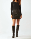 Ecru Bonded Grid Leather Mini Skirt In Black In Black