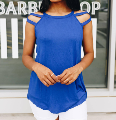 Bibi All Cut Up Sleeveless Top In Royal In Blue