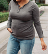 Ave Shops By The Fireplace Thermal Top In Charcoal In Pink