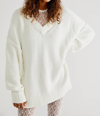 FREE PEOPLE ALLI V-NECK SWEATER IN OPTIC WHITE