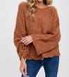 BLUIVY BOAT NECK CABLE KNIT IN BROWN
