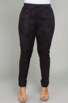 See And Be Seen Faux Suede Snake Skin Plus Leggings In Black In Pink