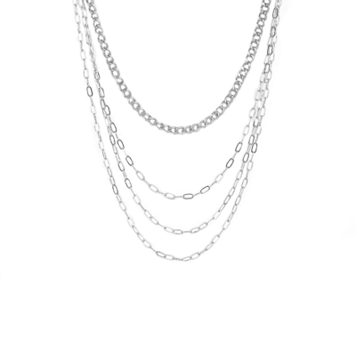 Marlyn Schiff Four Strand Link Necklace In Silver