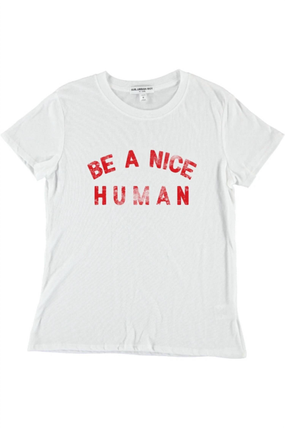 Suburban Riot Be A Nice Human Tee In White