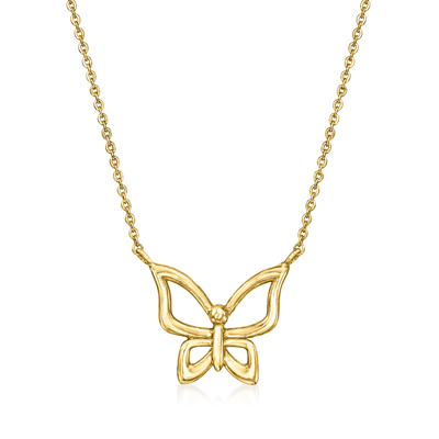 Rs Pure By Ross-simons 14kt Yellow Gold Butterfly Necklace