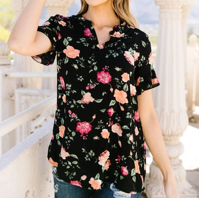 Ninexis Nighttime Blooms Blouse In Black