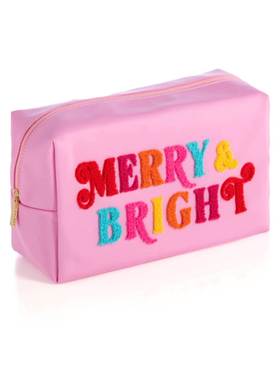 Shiraleah Cara "merry & Bright" Large Cosmetic Pouch In Pink