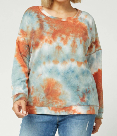 ENTRO TIE DYE SWEATER- PLUS IN PUMPKIN AND BLUE