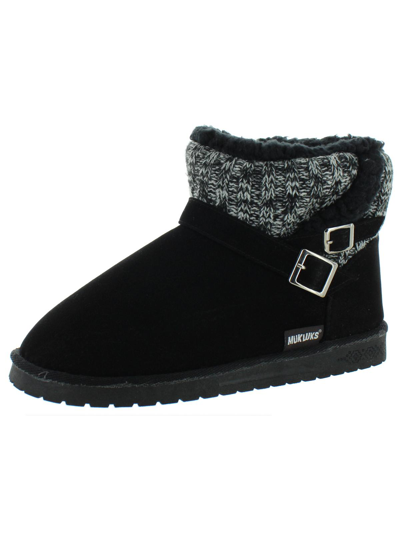 Muk Luks Alyx Womens Faux Fur Lined Faux Suede Winter & Snow Boots In Black