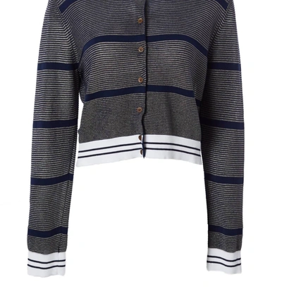Tonet Crew Tipped Cardigan In Navy In Blue
