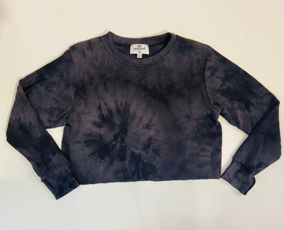 Sls Apparel Tie-dye Crop Sweatshirt In Charcoal In Pink