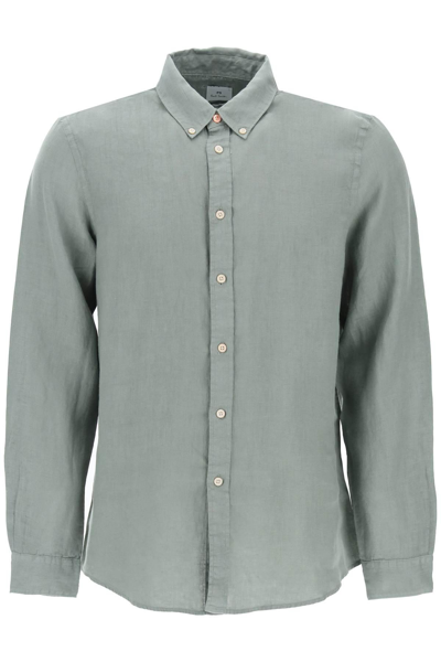 Ps By Paul Smith Camicia Button Down In Lino In Green