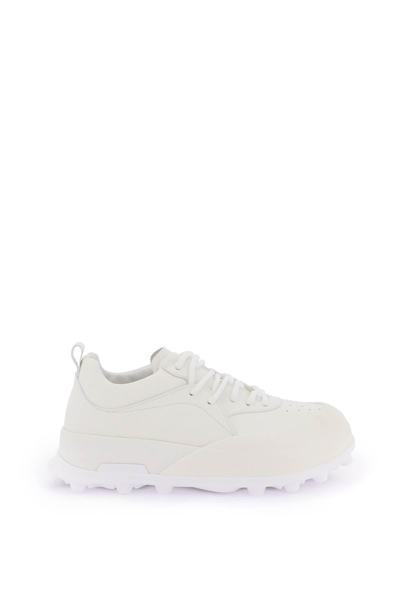 Jil Sander Chunky Panelled Leather Sneakers In White