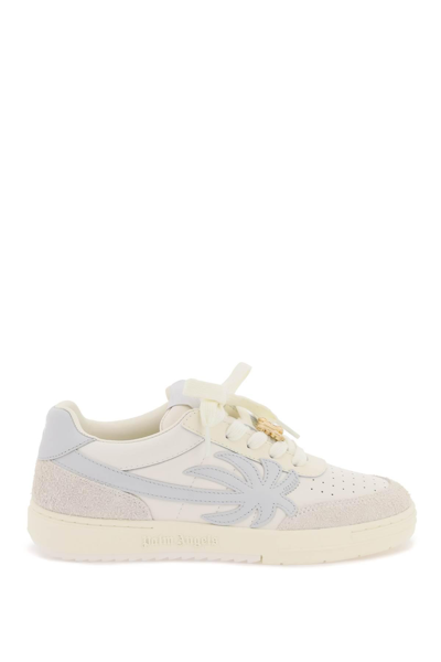 Palm Angels Palm Beach University Sneakers In White,grey,light Blue