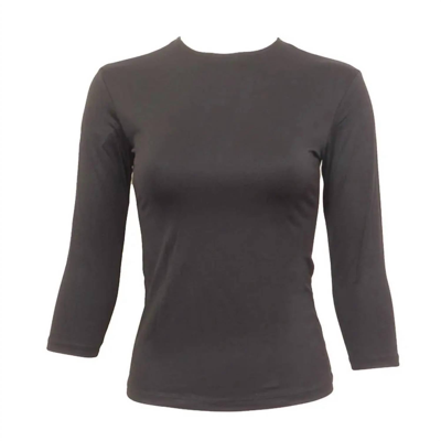 Linda Leal Three Quarter Sleeve Shell In Black