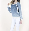 VERY MODA LACE SHOULDER SWEATER IN BLUE