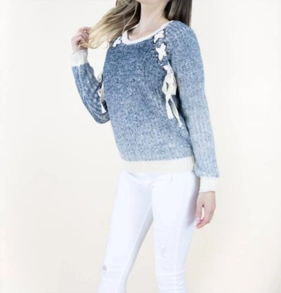 Very Moda Lace Shoulder Sweater In Blue