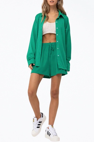 Pretty Garbage Oversized Checkered Stretch-jersey Shirt In Green