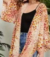 Adora Open Front Leopard Print Kimono Plus In Pink