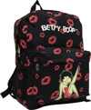 BETTY BOOP WOMEN'S MICROFIBER LARGE BACKPACK IN BLACK WITH LEG UP & LIPS