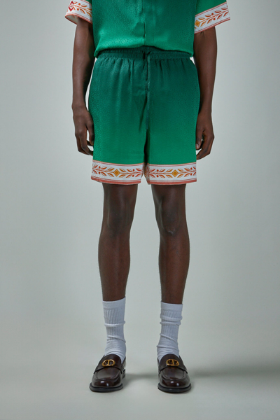 Casablanca Unity Is Power Print Silk Shorts In Multicolour