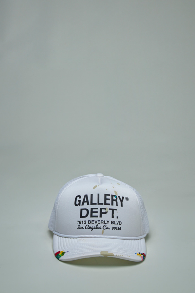 Gallery Dept. Workshop Paint-splattered Logo-print Canvas And Mesh Trucker Cap In White