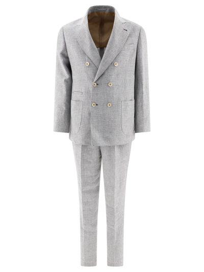 Brunello Cucinelli Linen Suit In Grey