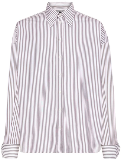 Dolce & Gabbana Super-oversize Striped Poplin Shirt In Multicolour