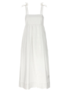 GANNI BOW MIDI DRESS DRESSES WHITE