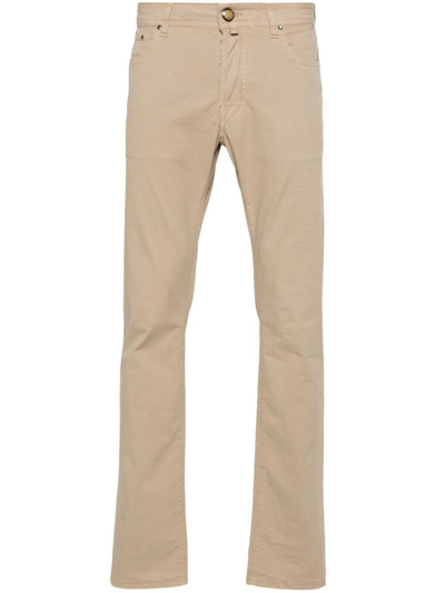 Jacob Cohen Logo-patch Slim-cut Jeans In Cream