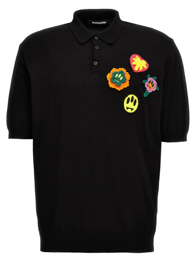 Barrow Crochet Embroidery Polo Shirt In Black