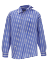 Jacquemus Light-blue Striped La Chemise Cuadro In Silk Blend Man