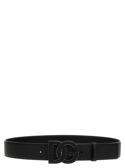 Dolce & Gabbana Logo Leather Belt Belts Black