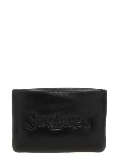 Saint Laurent Logo Leather Wallet Wallets, Card Holders Black