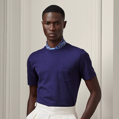 Ralph Lauren Purple Label Garment-dyed Jersey Pocket T-shirt In Spring Navy