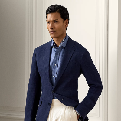 Ralph Lauren Purple Label Hadley Hand-tailored Textured Sport Coat In Spring Navy