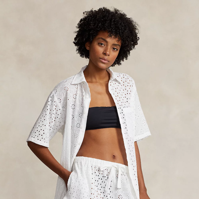 Polo Ralph Lauren Eyelet Cotton Cover-up Set In White