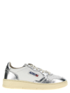 Autry 'medalist Low' White And Silver Low Top Sneakers With Logo Patch