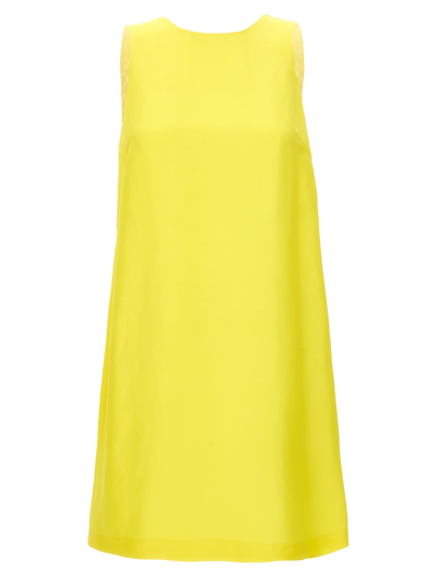 Twinset Satin Dress With Chain Detail In Yellow
