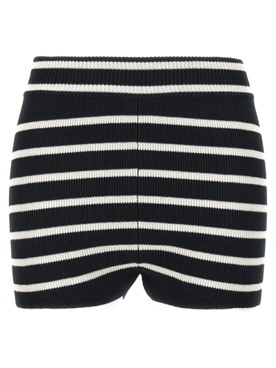Ami Alexandre Mattiussi Ami Striped Sailor Cotton Mini Shorts In White/black