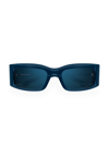 Balenciaga Men's Paper 56mm Rectangular Sunglasses In Navy Blue