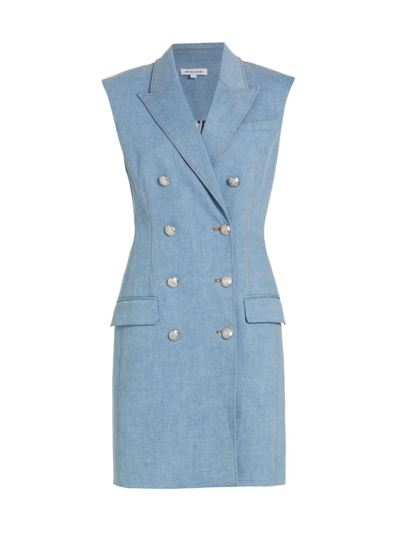 Veronica Beard Jules Double-breasted Denim Mini Shirt Dress In Iceberg