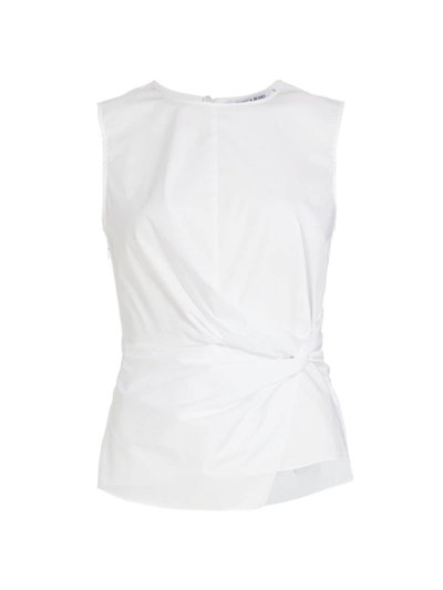 Veronica Beard Bisa Gathered Sleeveless Top In White